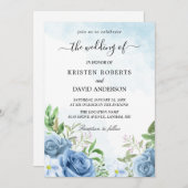 faire-part de mariage florale bleu clair (Devant / Derrière)