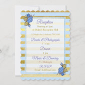 Faire-part de mariage Florale Bleu et Or (Dos)