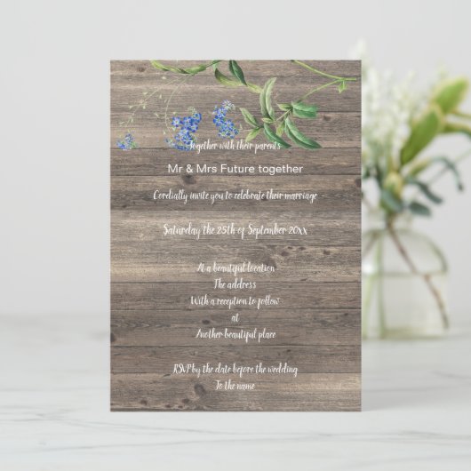 Faire-part de mariage FLORALE BLEU EUCALYPTUS RUST (Debout devant)