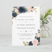 Faire-part de mariage florale Blush de la Marine (Debout devant)