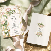 Faire-part de mariage florale blush et or