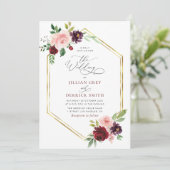 faire-part de mariage florale bohème bordeaux (Debout devant)