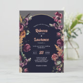 Faire-part de mariage florale chic bordeaux (Debout devant)
