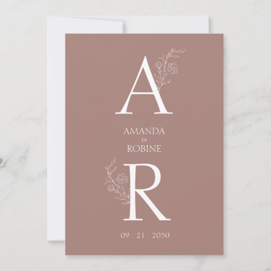 Faire-part de mariage florale classique (Devant)