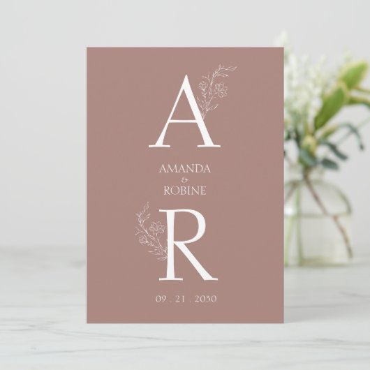 Faire-part de mariage florale classique (Debout devant)