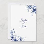 Faire-part de mariage florale classique bleu (Dos)