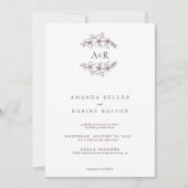 Faire-part de mariage florale classique moderne (Devant)