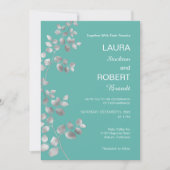 Faire-part de mariage florale d'argent moderne (Devant)