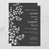 Faire-part de mariage florale d'argent moderne (Devant / Derrière)