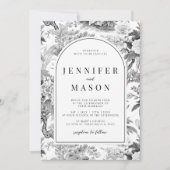 Faire-part de mariage florale de la Chinoiserie bl (Devant)