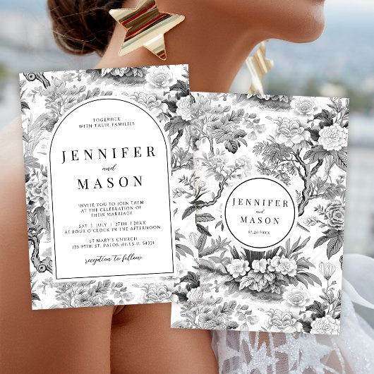 Faire-part de mariage florale de la Chinoiserie bl