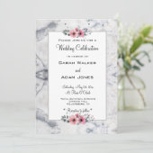Faire-part de mariage florale de marbre (Debout devant)