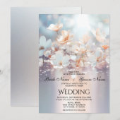 Faire-part de mariage Florale de Pêche Blanche (Devant / Derrière)