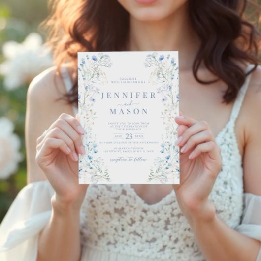 Faire-part de mariage Florale de prairie bleue