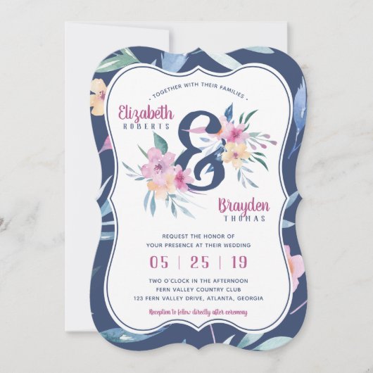 Faire-part de mariage florale de printemps, Boho (Devant)