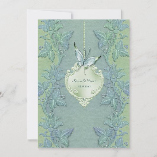 Faire-part de mariage florale de vol papillon (Dos)