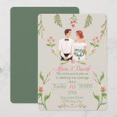 faire-part de mariage florale élégante (Devant / Derrière)