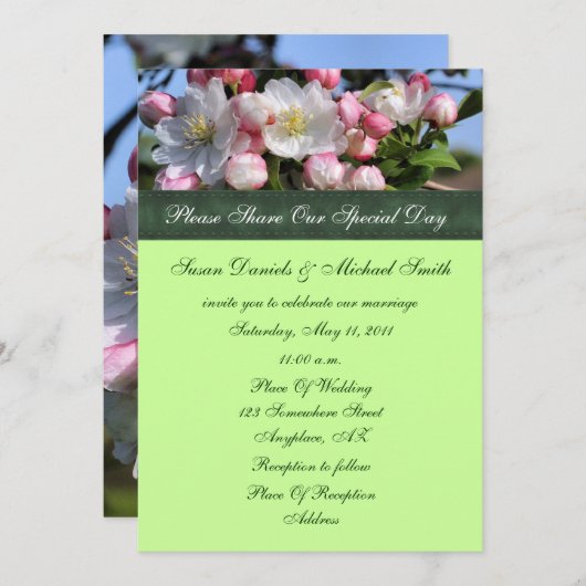 Faire-part de mariage florale en fleurs blanches (Devant / Derrière)