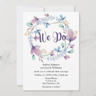 Faire-part de mariage florale. Invitation bleu et 