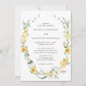 Faire-part de mariage florale jaune et blanc (Devant)