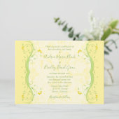 Faire-part de mariage florale jaune et vert (Debout devant)