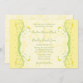 Faire-part de mariage florale jaune et vert (Devant / Derrière)