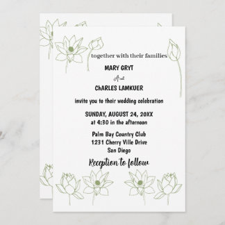 faire-part de mariage florale lotus