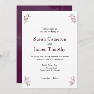 Faire-part de mariage florale mauve et rose pâle
