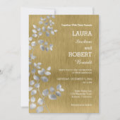 Faire-part de mariage florale moderne d'argent et  (Devant)