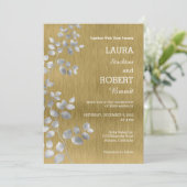 Faire-part de mariage florale moderne d'argent et  (Debout devant)
