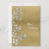 Faire-part de mariage florale moderne d'argent et  (Dos)