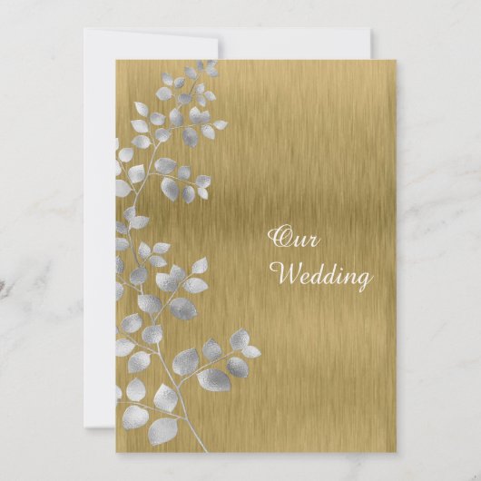 Faire-part de mariage florale moderne d'argent et  (Dos)