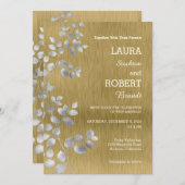 Faire-part de mariage florale moderne d'argent et  (Devant / Derrière)