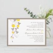 Faire-part de mariage florale moderne - moutarde (Debout devant)