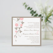 Faire-part de mariage florale moderne - rose tendr (Debout devant)