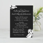 Faire-part de mariage florale noir et blanc (Debout devant)