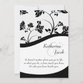 Faire-part de mariage florale noir et blanc (Dos)