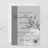 faire-part de mariage florale noir et blanc (Devant)