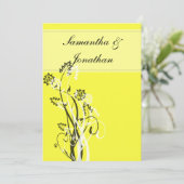 Faire-part de mariage florale noir et blanc (Debout devant)