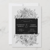 faire-part de mariage florale noire et blanche (Devant)