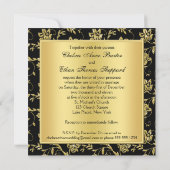 Faire-part de mariage florale noire et or (Dos)