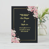 Faire-part de mariage florale noire et or (Debout devant)