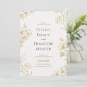 Faire-part de mariage Florale Or, Élégant Ca Class (Debout devant)