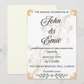 Faire-part de mariage Florale Or Luxe (Devant / Derrière)