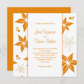 Faire-part de mariage florale - Orange et blanc (Devant / Derrière)