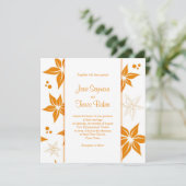 Faire-part de mariage florale - Orange et blanc (Debout devant)