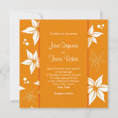 Faire-part de mariage florale - Orange et blanc (Devant)