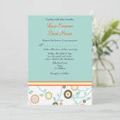 Faire-part de mariage florale orange et bleue (Debout devant)