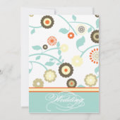 Faire-part de mariage florale orange et bleue (Dos)