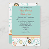 Faire-part de mariage florale orange et bleue (Devant / Derrière)